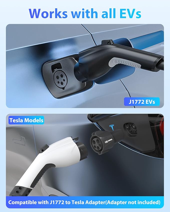 EV Charger Extension Cable, J1772 Extension Cable 50A 40FT Charging Cord for Electric Vehicle 110V-240V Compatible for All SAE J1772 Chargers (50A - 40FT)