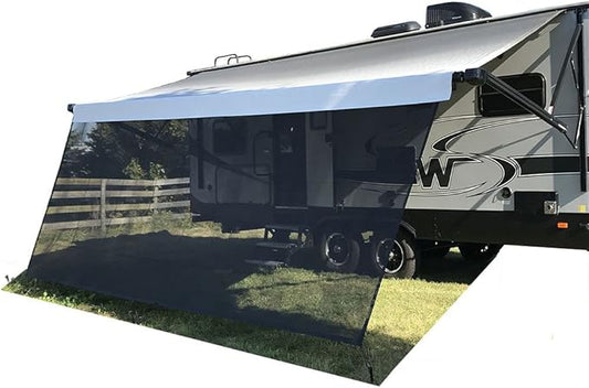 Tentproinc RV Awning Sun Shade Screen 8' X 14' 3'' (Fit for 15' Awning) Mesh Sunshade for Motorhome Camper Trailer Awning Shadescreen Sunscreen UV Sunblocker - 3 Year Warranty (Black)