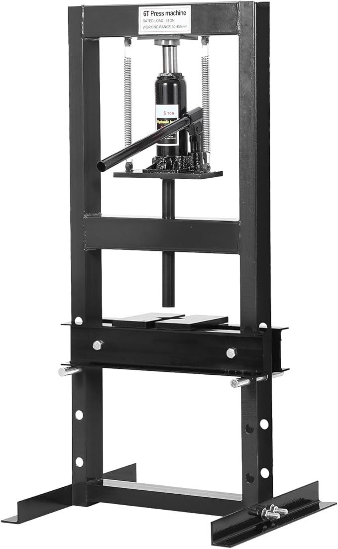 6 Ton H Frame Hydraulic Shop Press,Floor Press with Adjustable Height Stamping Plates,Built in Relief Valve for Bending Straightening Bearings u Joints Car Repair Professional Use 18.9"×15.75"×36.8"