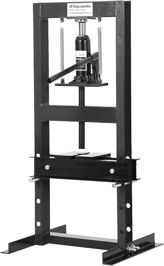 6 Ton H Frame Hydraulic Shop Press,Floor Press with Adjustable Height Stamping Plates,Built in Relief Valve for Bending Straightening Bearings u Joints Car Repair Professional Use 18.9"×15.75"×36.8"