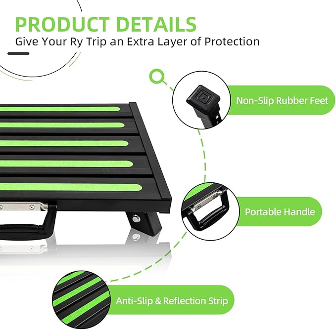 19”×14.5” Foldable Large RV Steps with Glow in The Dark Tapes Adjustable RV Step Aluminum RV Step Supports Up to 1500 lbs