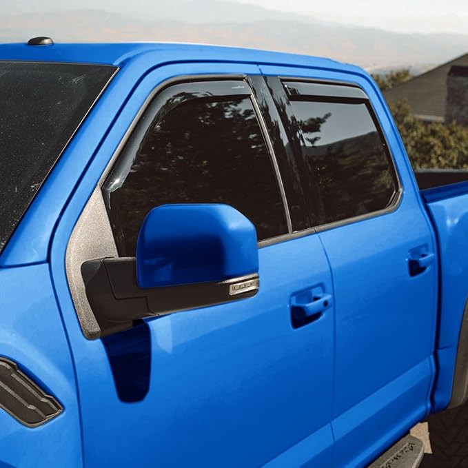 Goodyear Shatterproof in-Channel Window Deflectors for Ford F150 Raptor 2017-2020 SuperCrew, Rain Guards, Window Visors for Cars, Vent Deflector, Car Accessories, 4 pcs - GY007732