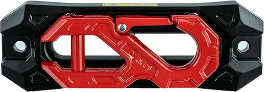 SINOKING Winch Fairlead with Tow Hook, Aluminum Hawse Fairlead with Grade 80 Forged Steel Winch Hook, 45000lb Break Strength Winch Fairlead Hook Set for Off-Road Vehicle Recovery, Black and Red