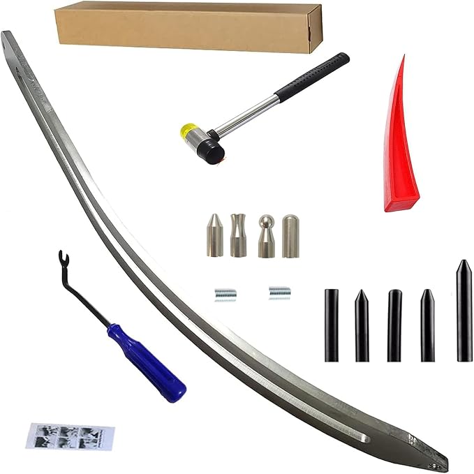 Auto Dent Repair,Car Front Fender Dings Remover,Paintless Bodywork Damage Removal,Big Size Curved Rod, 15 Pack Hook Rods Tools Kit for Car Body Dent Repair