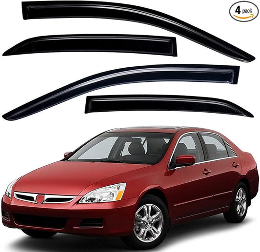 Original 4pcs Side Window Deflectors, Outside Mount Tape-On Rain Guards Set, Nice Side Window Visors Compatible with 2003-2007 Accord 4-Door Sedan Only |94943|