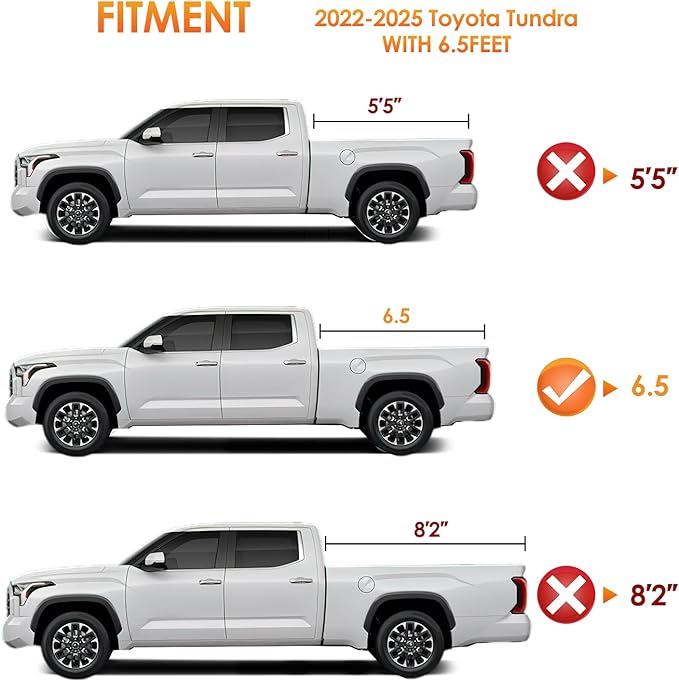 Nilight Soft Roll-Up Tonneau Cover Compatible with Toyota Tundra 2022 2023 2024 2025–6.5ft Truck Bed Cover