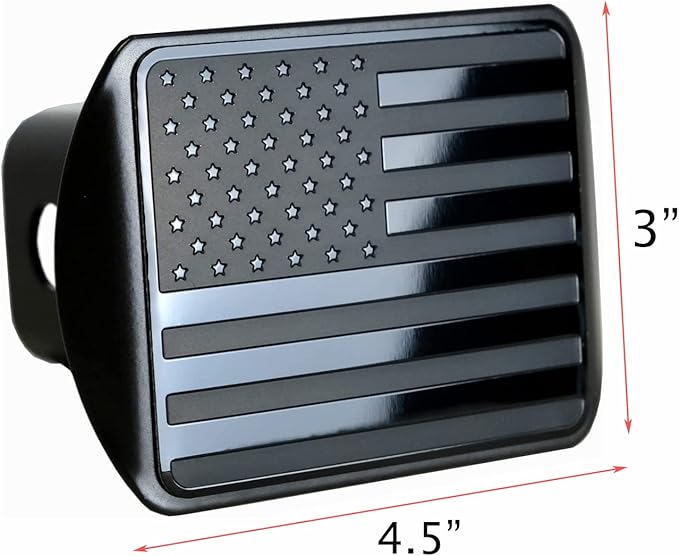 eVerHITCH USA Stainless Steel Flag Emblem Metal Hitch Cover with Pin Bolt (Fits 2" Receivers, Black)