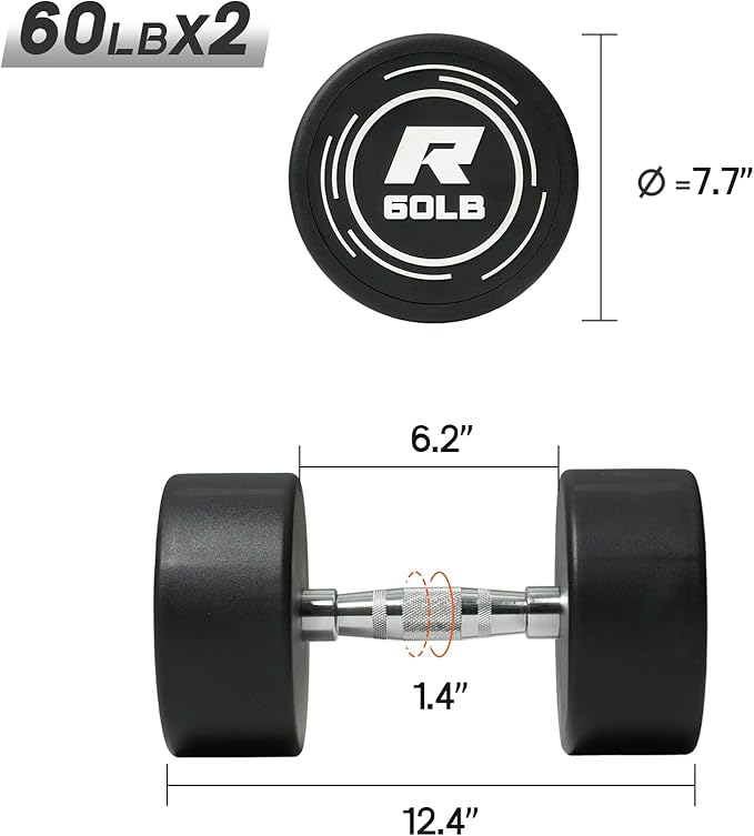 RitFit 5-250 LBS PVC Encased Round Dumbbell sets with Knurled Handle and Optional Rack, Strength Training Equipment for Home Gym