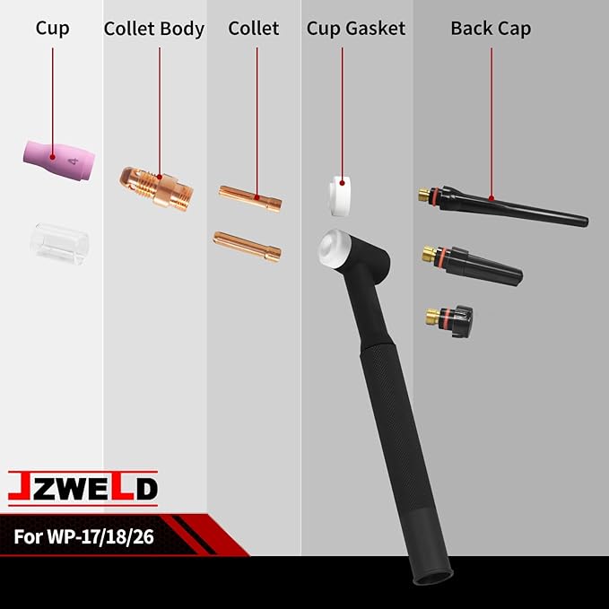 American Standard 49 PCS TIG Welding Accessories Kit, TIG Welding Torch Stubby Gas Lens #10 Pyrex Glass Cup Kit For WP-17/18/26