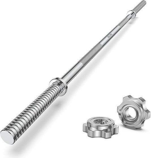 Weight Lifting Bar 57", 1" Standard Straight Barbell Bars Olympic for Home Gym Weight lifting/Strength Training/Squat/Bench Press/Deadlift/Lunges/Hip Thrusts, 2 Star Collars (480lb Weight Capacity)