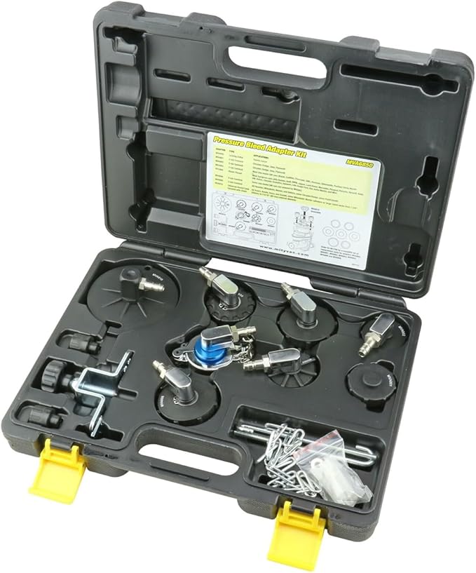 Mityvac MV6840 Hydraulic Brake and Clutch Pressure Bleeding System, Includes Seven (7) Master Cylinder Adapters, 1.2 Gallon Reservoir, Quick-Change Connections Pressure Relief Valve, Storage Case