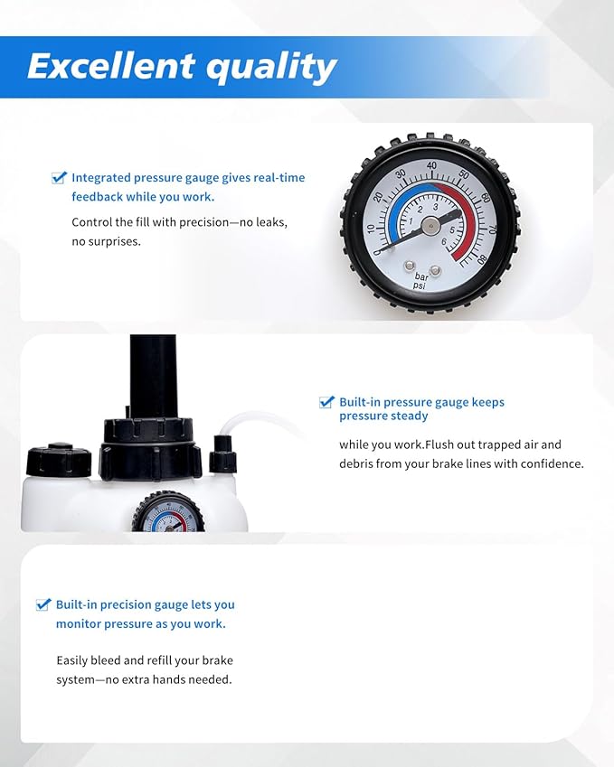 3L Transmission Fluid Pump, ATF Fluid Transfer Pump Tool with Pressure Gauge, 8 Adapters (5 Plastic + 3 Metal), Manual Transmission Fluid Extractor for Car SUV Truck