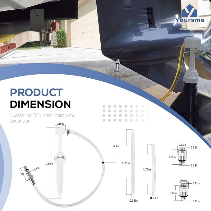 Upgrade Lower Unit Gear Oil Pump for Standard Quart Bottles, Come with 3/8in 8mm 10mm Metal Adapters, Fit All Mercury and Mariner Outboards