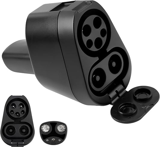 2-in-1 CCS & J1772 for Tesla Adapter, 250KW/80A DC/AC, CCS1 to NACS SuperFast Charging, Safety Certified, Compatible with Tesla Model 3/Y/S/X/Cybertruck, for Level 1/2/3 EV Charging Statons