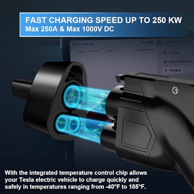 250 kW CCS1 to Tesla Adapter CCS to NACS, CCS Combo 1 Adapter for Tesla Models 2021 and Newer, for DC Level 3 Fast Charging Station