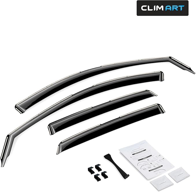 CLIM ART in-Channel Incredibly Durable Rain Guards for Hyundai Kona 2018-2023, Original Window Deflectors, Vent Window Visors, Vent Deflector, 4 pcs. - 618273