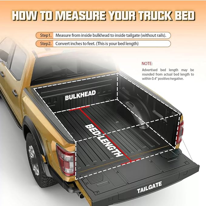 CAREONLINE New Black Hard Tri Fold Style Truck 4.6 Ft Bed Tonneau Cover W/LED Light Fits for 2022-2024 F-o r-d Maverick（OL-KR1013250321）