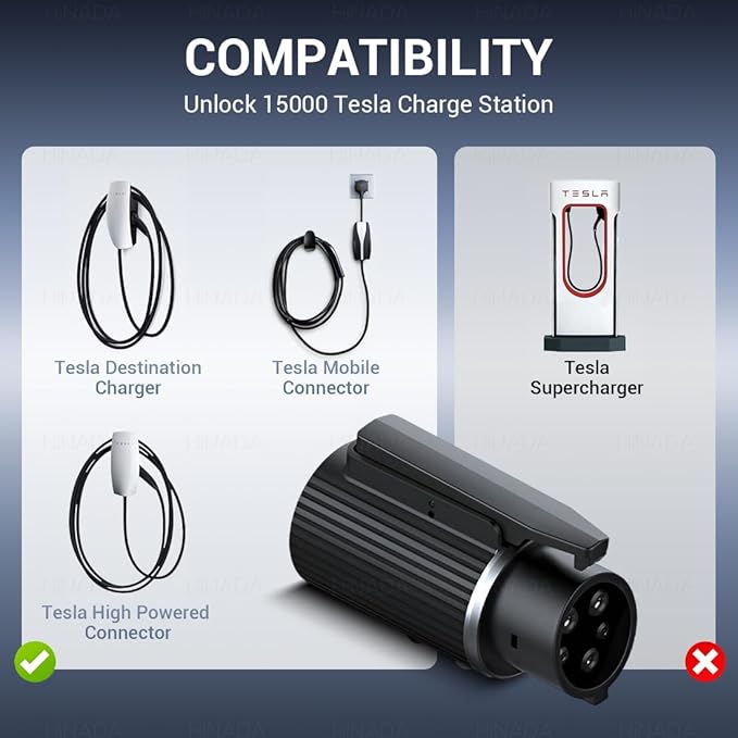 HiNADA Tesla to J1772 EV Charging Adapter, NACS to J1772 Converter, 80A/240V, IP55 Waterproof, Compatible with Tesla Wall Connectors, Destination Chargers, Mobile Chargers