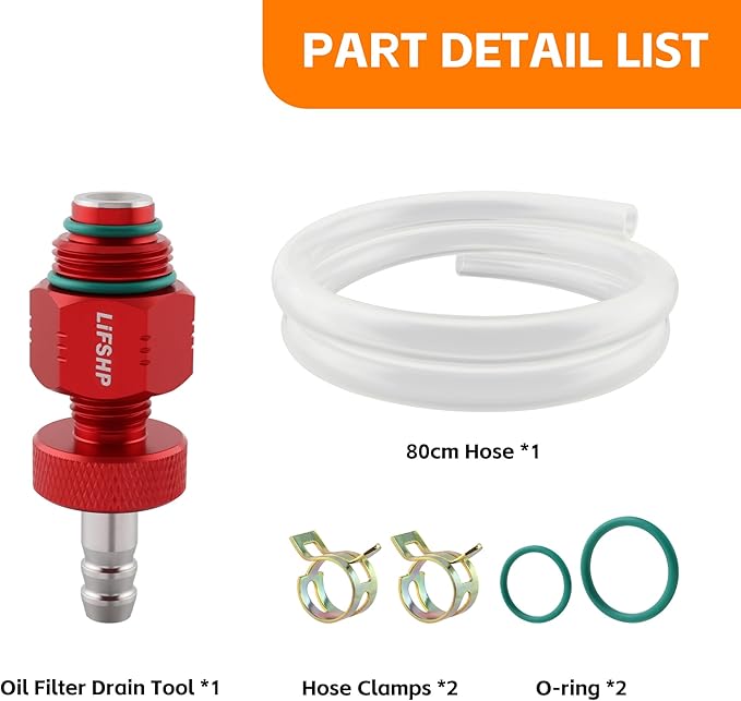 Oil Filter Drain Tool,Aluminum Alloy Upgraded Large Hole and Thickened Tube for Toyota, Lexus, Scion 2.0L - 5.7L Vehicles with Cartridge Style Filter System Oil Change Kit-Red