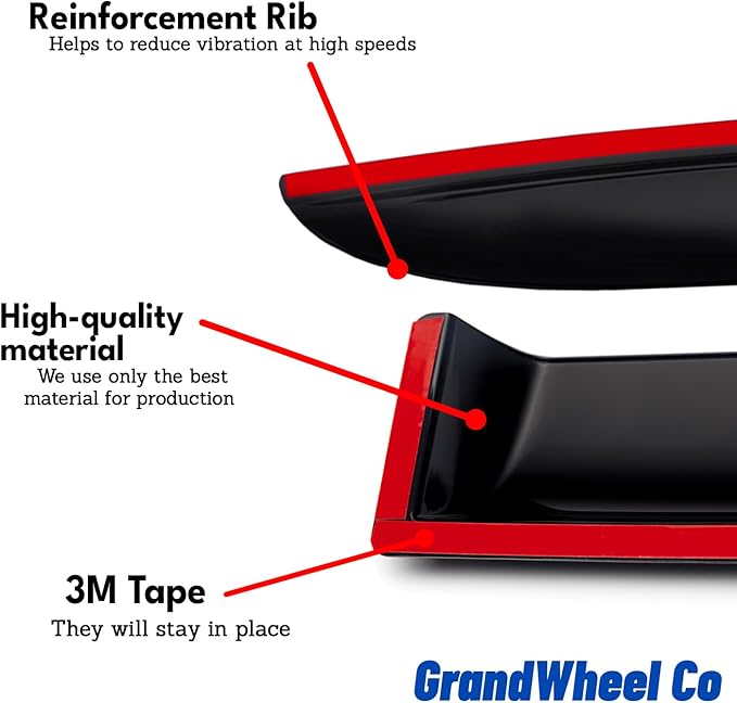 Window Deflectors Chrome Trim Tape-On Side Window Vent Visor Deflectors Smoke Tinted Rain Guards Compatible with Chevrolet (Chevy) Silverado 1500,2500,3500 2019-2025 Crew Cab - 4pcs. GW0525