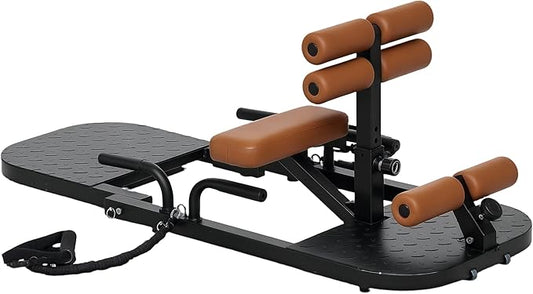 Soozier Foldable Sissy Squat Machine, Hip Thrust Machine with Push Up Stand, Multipurpose Glute Workout Equipment for Home Gym