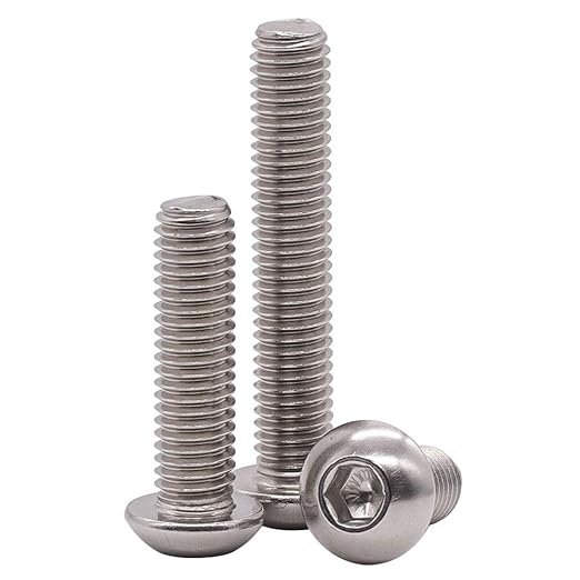 1/4-20 x 2-3/4" Button Head Socket Cap Bolts Screws, 304 Stainless Steel 18-8, Allen Hex Drive, Bright Finish, Fully Machine Thread, Pack of 15