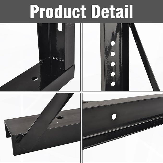 3 PCS 24 x 24 Inch Black Welded Structural Steel Mounting Brackets for Truck Trailer Underbody Tool Boxes with Screws Spacers and Sleeves