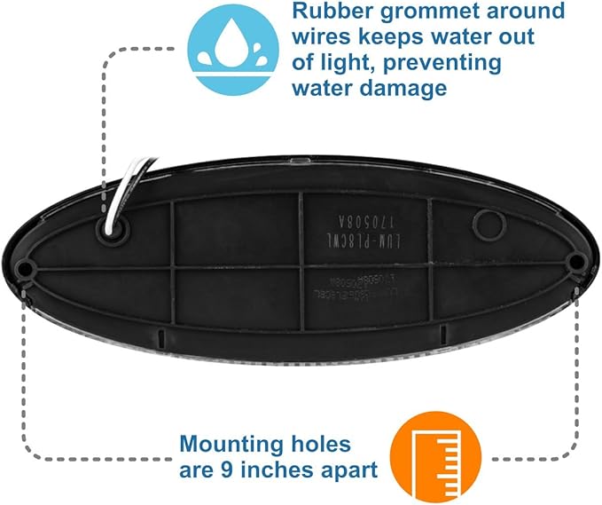 Lumitronics RV LED Euro-Style Porch Light, Clear Lens (Black)