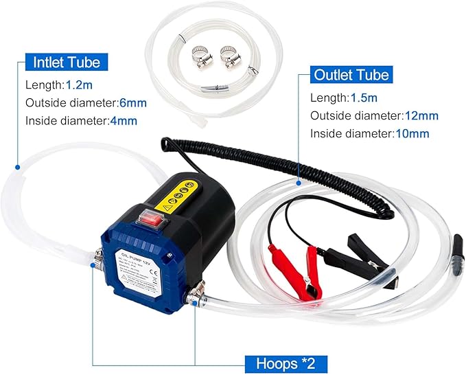 AIGMISON Oil Change Pump Extractor, 12V 80W Electric Oil Transfer Pump, Motor Oil Diesel Fluid Pump with Tubes