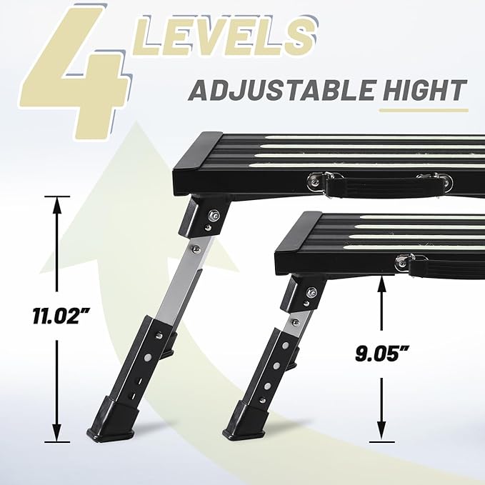 1000Lbs Heavy Duty Rv Steps, 4 Levels Adjustable Step Stool, Portable Folding Step Stool, Easy Use Camper Steps for Rv/Trailer/Truck/SUV, Lightweight Rv Step for Adults/Seniors/Dog by SOUHEILO