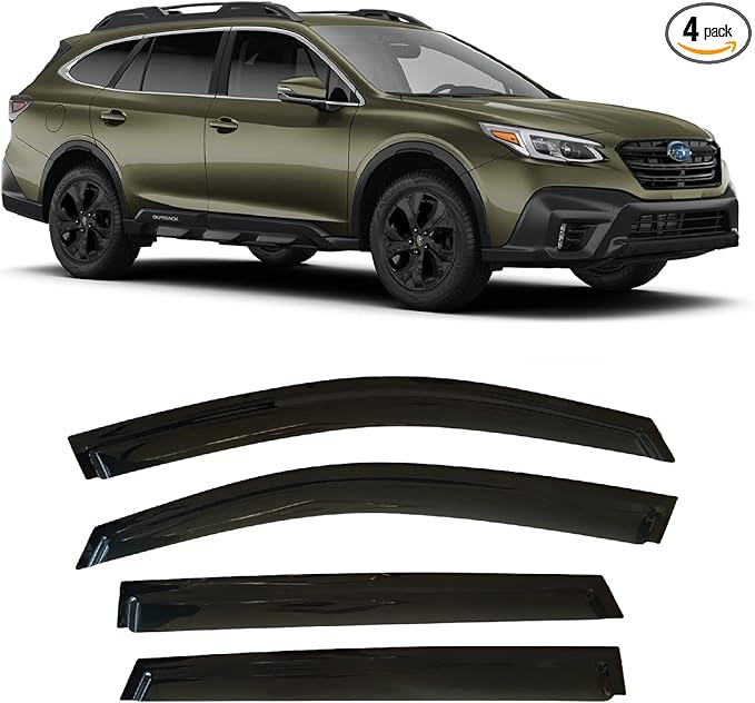 2020-2025 Tape-On Side Window Visor Deflectors Rain Guards for Subaru Outback Premium Limited Touring Dark Tinted Protectors 2021 2022 2023 2024