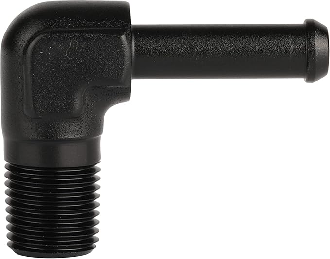 1/8 NPT Male to 1/4" Hose Barb Fitting Adapter 90 Degree Elbow Aluminum Black