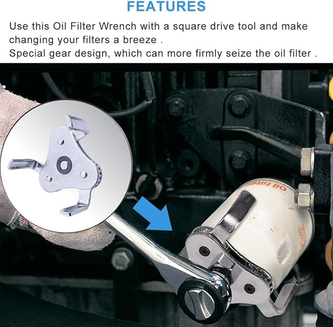 Universal Adjustable Oil Filter Wrench From 2-1/2 inch to 4.5 inch Oil Filter Wrench Tool Set With 3 Jaw