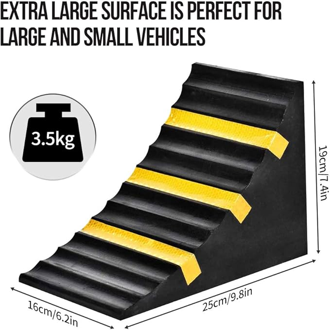 Heavy Duty Rubber Wheel Tire Chock 10" L x 6" W x 7.3" H, Front and Back for Camper, Trailer, RV, Truck, Car, Vehicle and RV (2-Pack)