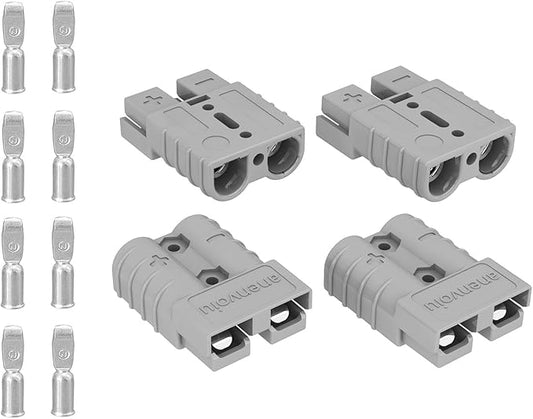 Connector, Quick Connect/Disconnect Battery Plug Connector Interchange Genderless Design Suitable for Car Trailer Winch Hoist Motor Electrical Equipment (Grey 50A 4 Pack 6 AWG)