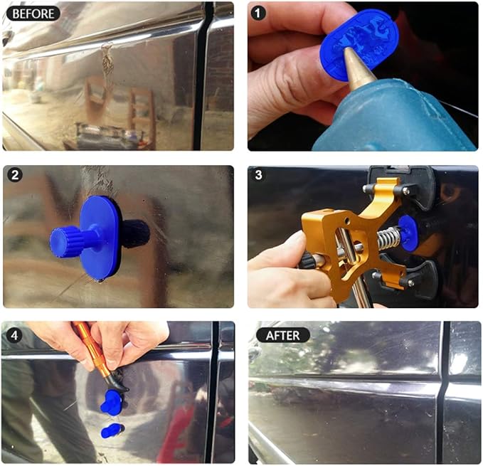 Auto Body Dent Repair Kit, Car Dent Puller with Golden Dent Puller for Auto Body Dent Removal, Minor Dent and Deep Dent Removal