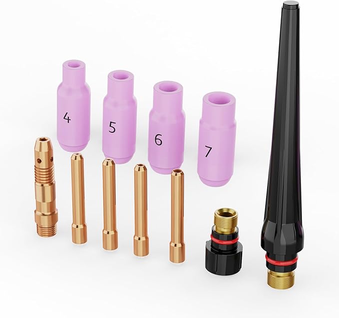 ARCCAPTAIN 11Pcs TIG Welding Torch Consumables Kit Collets Alumina Ceramic Cups for WP-17/18/26