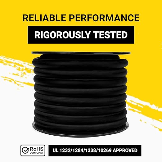 Spartan Power Welding Lead & Car Battery Cable - DIY Bulk Automotive Grade Copper Wire - 600 Volt, 2 AWG, 200 Foot, Black