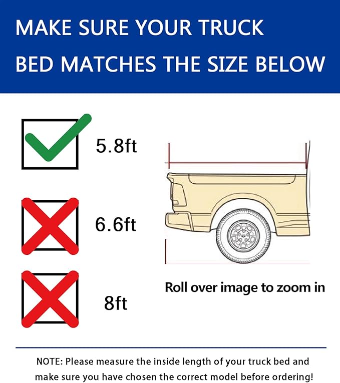 Lyon Cover 5.8ft / 69.3" Soft Quad-Fold Truck Bed Cover Compatible with 2007-2026 Chevy Silverado/GMC Sierra 1500 Fleetside Tonneau Cover | Not for CarbonPro Bed