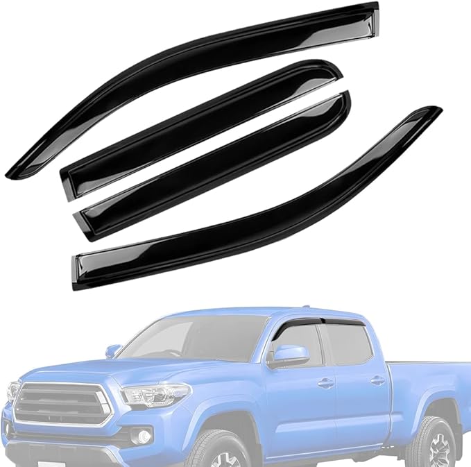 Window Visors Rain Guards Fit 2024, 2025 Toyota Tacoma Side Window Deflectors Vent Shades Sun Visors Accessories Mugen Style Tape-On 4PCS