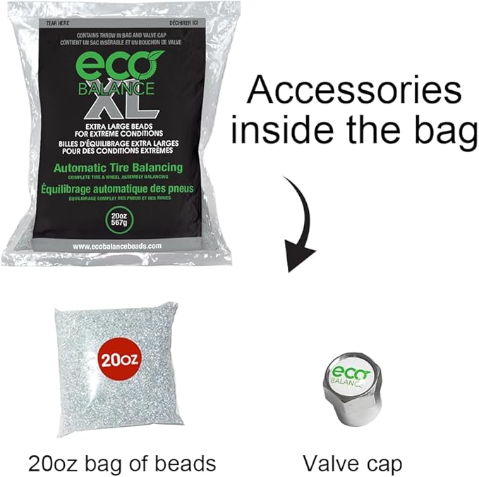 ECO Balance 20-ECOXL12 ECO XL Extreme Condition Tire/Wheel Balancing Beads - Off-Road Vehicles, Light Duty Truck Tires, (12) 20oz Balance Bead Bags, (12) Valve Caps