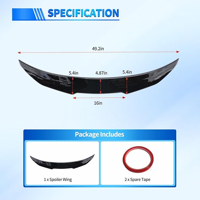 Nilight Spoiler Fit for Infiniti Q50 4 Door Sedan 2014 2015 2016 2017 2018 2019 2020 2021 2022 2023 2024 Spoilers for Cars Rear Spoiler Wing ABS Rear Trunk Lip Accessories No-Drill, Glossy Black