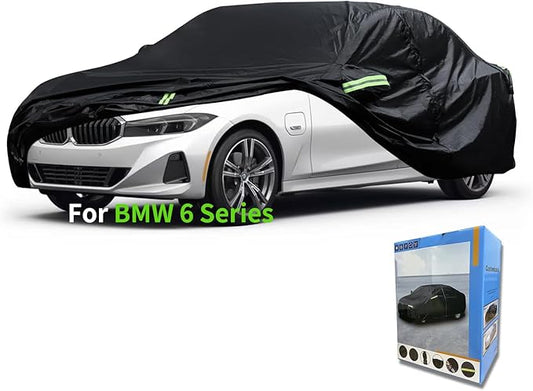 Custom-Fit for BMW Car Cover, Automobiles All Weather Waterproof, Car Cover All Weather Snowproof UV Protection Windproof Outdoor Full car Cover (for BMW 6 Series)