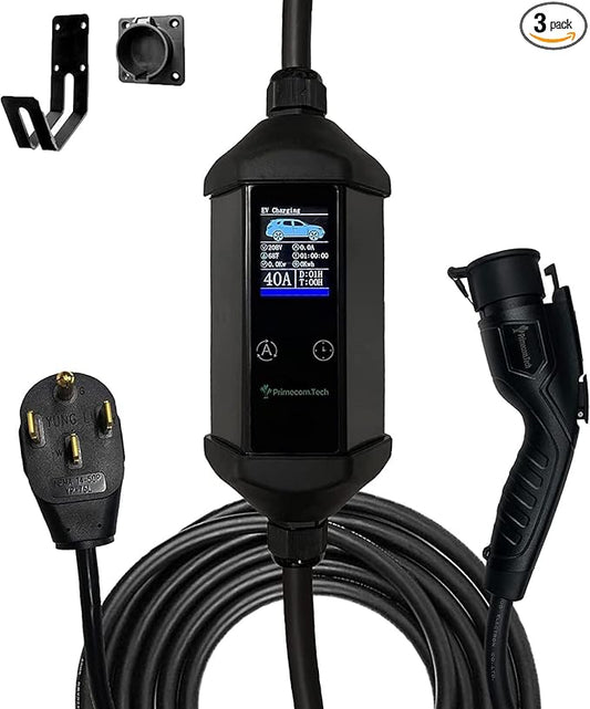 PRIMECOM 32Amp & 40Amp Primecom Level 2, Electric Vehicle (EV) Charger, 240V, 32A/40A, NEMA 14-50, 30 Feet, 40 Feet, 50 Feet, Tesla Level2 EV Charger (48 Amp, 30 Feet)