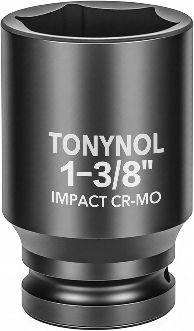 3/4" Inch Drive Deep Impact Socket,6-Point,SAE 1-3/8",80mmL,CR-MO,Heavy-Duty Automotive & Industrial Repair