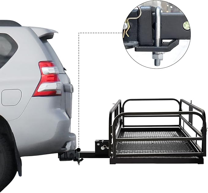 Wildroad 500 Lbs Hitch Cargo Carrier Set, Heavy Duty Cargo Carrier Hitch Mount 60"x24"x14" for 2" Receiver, SUV Car Truck, Includes Waterproof Cargo Bag, Cargo Net, Straps & Dual Tightener