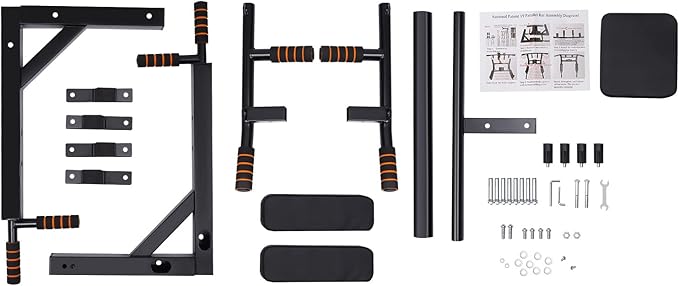 Wall Mounted Pull Up Bars, Supports to 440 Lbs, Multifunctional Dip Station, Strength Training Pull-Up Bars for House, Office, Gym