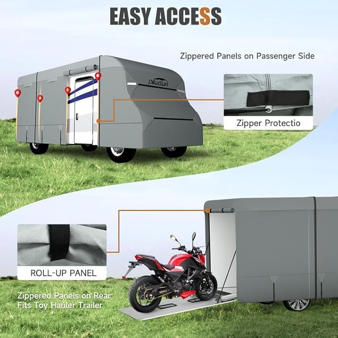 Class C RV Cover 7 Layers Top Motorhome Cover 23-26 FT Heavy Duty Anti-UV Camper Cover Windproof Ripstop Class C Travel Trailer Cover