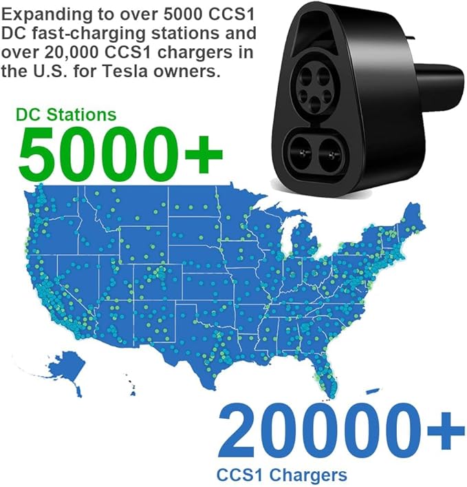 250 kW CCS1 to Tesla Adapter CCS to NACS, CCS Combo 1 Adapter for Tesla Models 2021 and Newer, for DC Level 3 Fast Charging Station