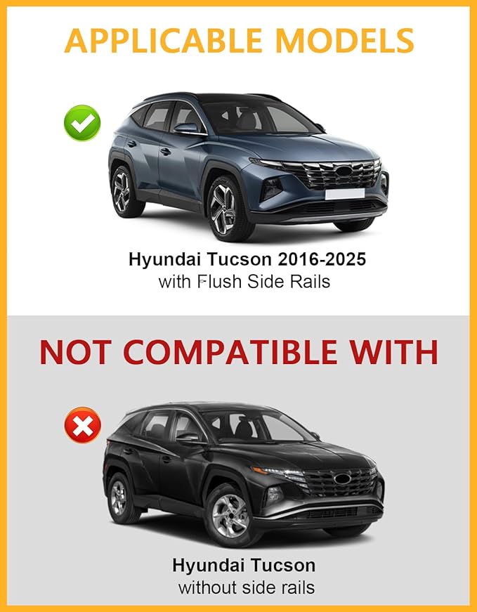 Tuyoung Roof Rack Cross Bars Compatible with Hyundai Tucson 2016-2026 SE/SEL/N Line/Limited, 220lbs Lockable Heavy Duty Anti-Theft Aluminum Roof Rails Crossbars Cargo Carrier Bag Black Bike